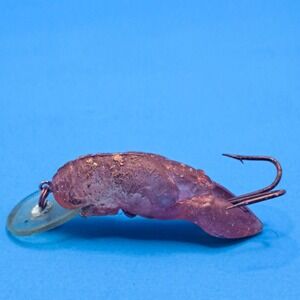 Vintage Crawfish Crankbait Fishing Lure Rattle Double‎ Hook Purple Realistic